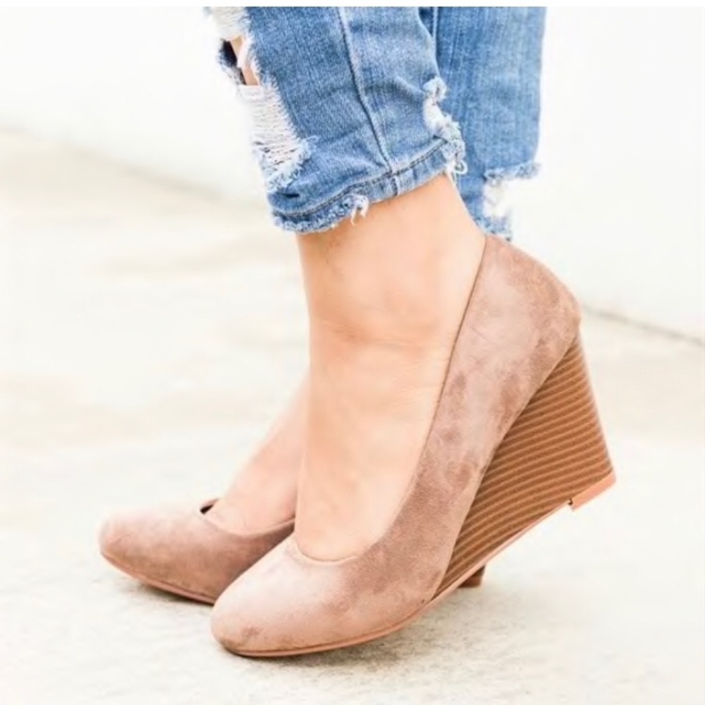 Taupe Two Toned Wedges